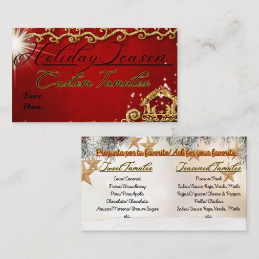 Tarjetas de negocio tamales Hollidays 名刺 (正面/裏面)