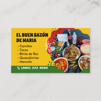 Tarjetas para Venta de Comida Mexican Food 名刺