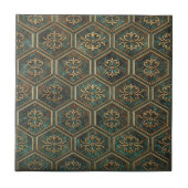 Tarnished Teal & Bronze Hexagon #17 ID1227 タイル (正面)