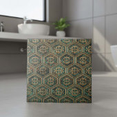Tarnished Teal & Bronze Hexagon #17 ID1227 タイル