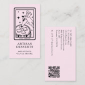 Tarot Artisan Baker Dessert Caterer QR Code Pink 名刺 (正面/裏面)