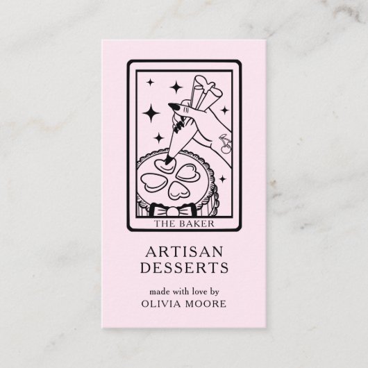 Tarot Artisan Baker Dessert Caterer QR Code Pink 名刺 (正面)