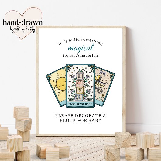 Tarot Baby Shower Frameable Blocks for Baby Sign ポスター