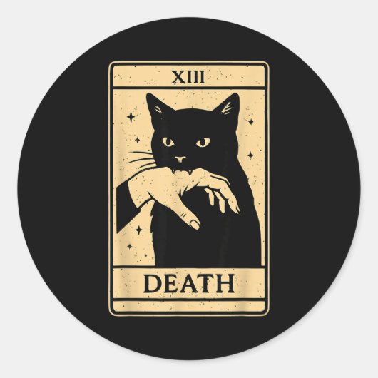 Tarot Card Black Cat Occult Witchy Black Cat Tarot ラウンドシール (正面)