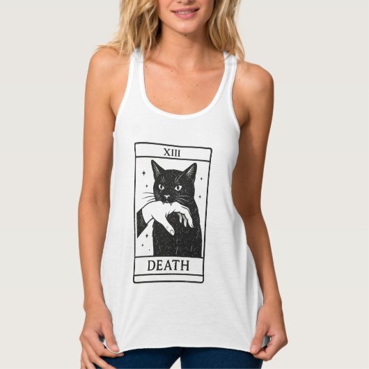 Tarot Card Black Cat Shirt – Tarot Death Tee, Witc タンクトップ (正面)