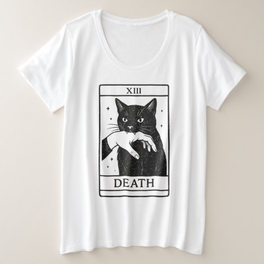 Tarot Card Black Cat Shirt – Tarot Death Tee, Witc プラスサイズTシャツ (デザイン正面)