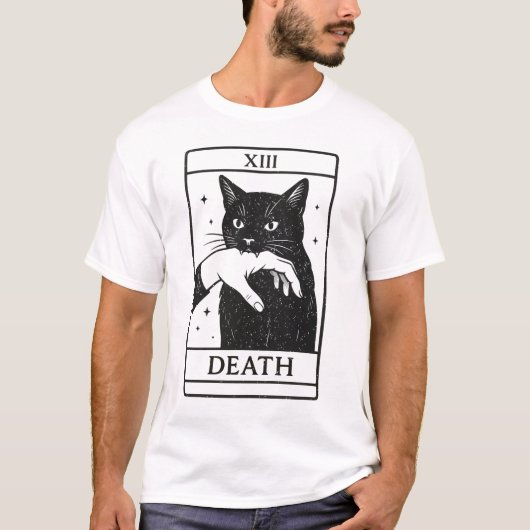 Tarot Card Black Cat Shirt – Tarot Death Tee, Witc Tシャツ (正面)