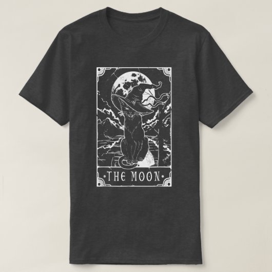 Tarot Card Crescent Moon And Black Cat Witch Hat H Tシャツ (デザイン正面)