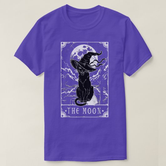 Tarot Card Crescent Moon And Black Cat Witch Hat H Tシャツ (デザイン正面)