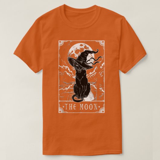 Tarot Card Crescent Moon And Black Cat Witch Hat H Tシャツ (デザイン正面)
