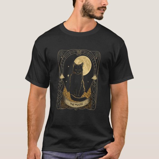 Tarot Card Crescent Moon And Cat Graphic  1 Tシャツ (正面)