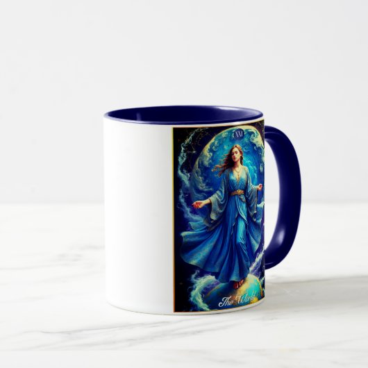 Tarot Card, the World, in Deep Blue  マグカップ (正面右)