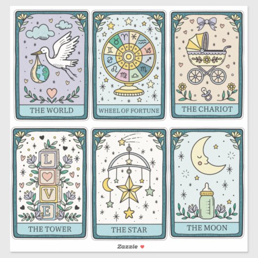 Tarot Cards Baby Shower Stickers シール (シート)