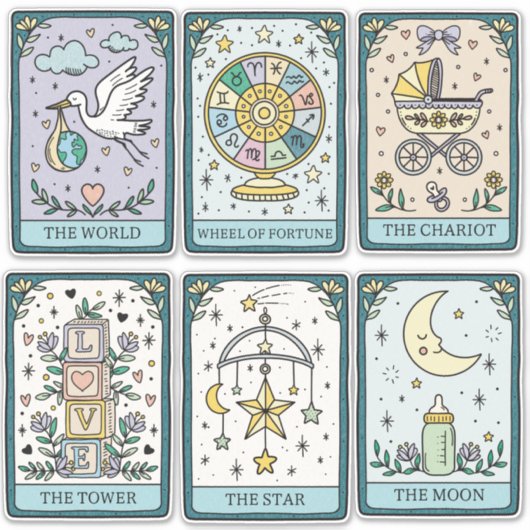Tarot Cards Baby Shower Stickers シール (正面)