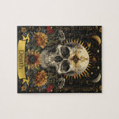 Tarot Death Card Gothic Witchy Skull & Flowers ジグソーパズル (横)