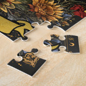 Tarot Death Card Gothic Witchy Skull & Flowers ジグソーパズル (側面)