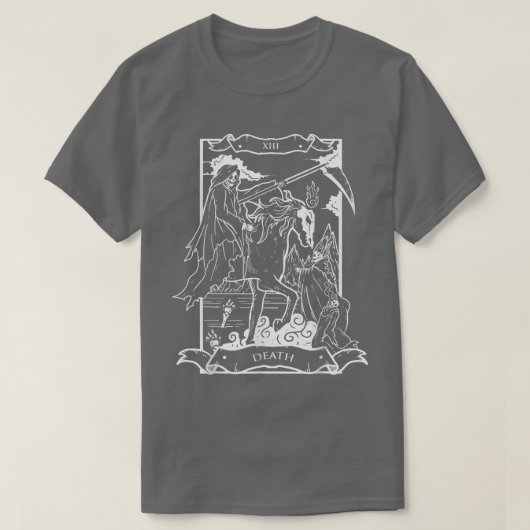Tarot Death Card Skeleton Skull Horror Bones Goth Tシャツ (デザイン正面)
