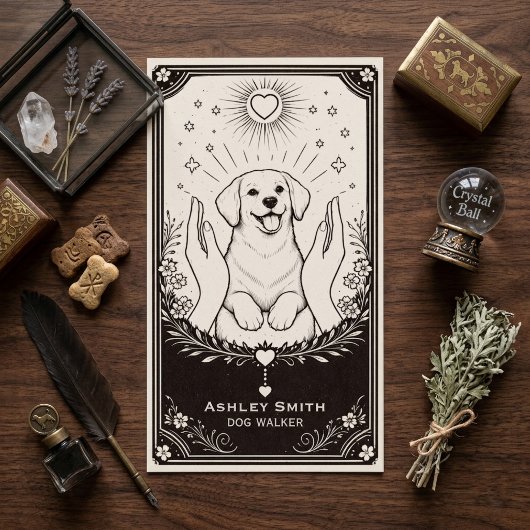 Tarot Dog Walker Boho Mistycal Puppy Business Card 名刺