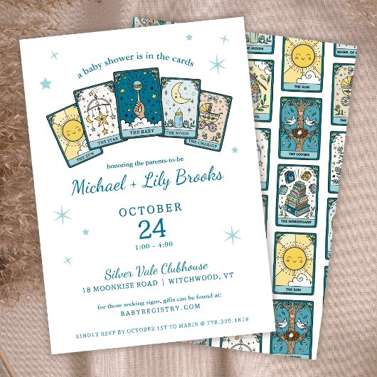 Tarot Fortune Teller Celestial Boy Baby Shower 招待状