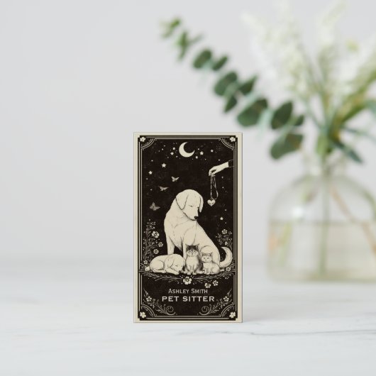 Tarot Pet Sitter Celestial Boho Business Card 名刺 (スタンド正面)