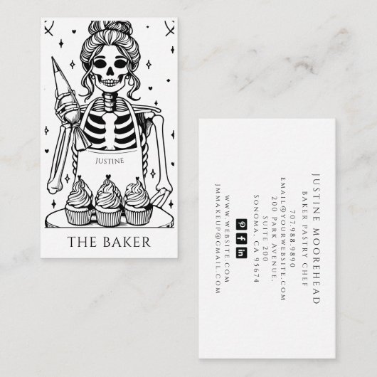 Tarot Skeleton Baker Whisk Cupcake 名刺 (正面/裏面)
