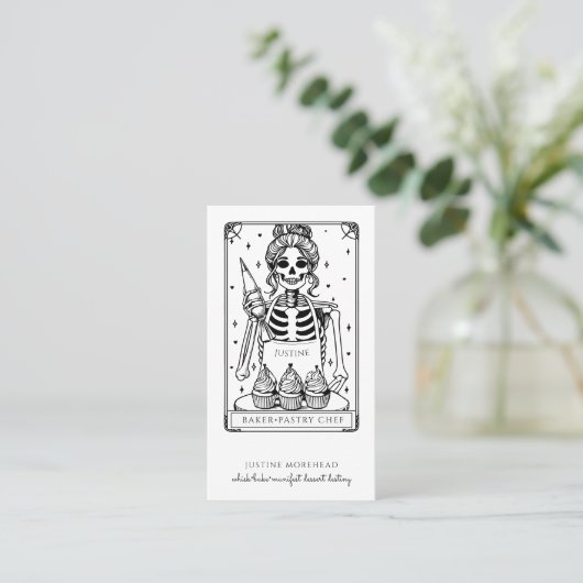 Tarot Skeleton Baker Whisk Cupcake Business Card 名刺 (スタンド正面)