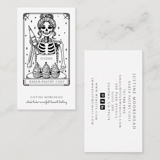 Tarot Skeleton Baker Whisk Cupcake Business Card 名刺 (正面/裏面)