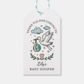 Tarot Stork Baby Boy Shower Thank You Favor ギフトタグ (正面)