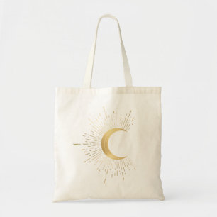 Tarot symbol - The Moon feminine pink faux golden トートバッグ