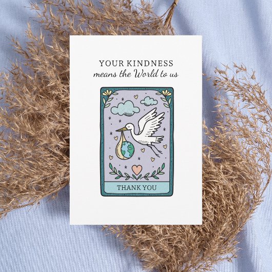 Tarot The World Baby Shower サンキューカード