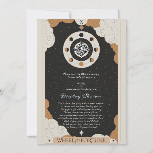 Tarot Wheel of Fortune Celestial Baby Shower 招待状 (裏面)