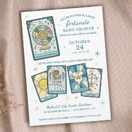 Tarot Wheel of Fortune Gender Reveal Baby Shower 招待状