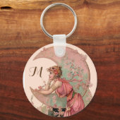 TAROTS/月の女性，ピンクのモノグラムの花 キーホルダー (裏面)