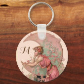 TAROTS/月の女性，ピンクのモノグラムの花 キーホルダー (正面)