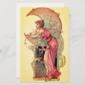 TAROTS/花ピンク黄色の月の女性 便箋 (正面/裏面)