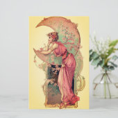 TAROTS/花ピンク黄色の月の女性 便箋 (スタンド正面)