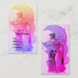 TAROTS / LADY OF THE MOON WITH Flowers PINK PURPLE 名刺