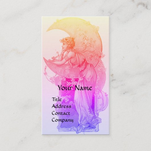 TAROTS / LADY OF THE MOON WITH Flowers PINK PURPLE 名刺 (正面)