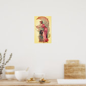 TAROTS / LADY OF THE MOON WITH Flowers Pink Yellow ポスター (キッチン)