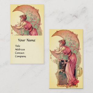 TAROTS / LADY OF THE MOON WITH Flowers Pink Yellow 名刺