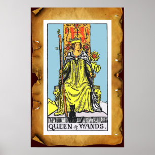 TAROTS/ QUEEN OF WANDS Brown Parchment ポスター