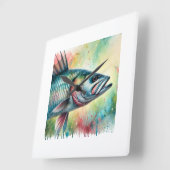 Tarpon Characiformes 060724AREF110 - Watercolor スクエア壁時計 (傾斜)