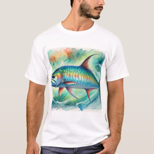 Tarpon fish 051024AREF147 - Watercolor Tシャツ (正面)