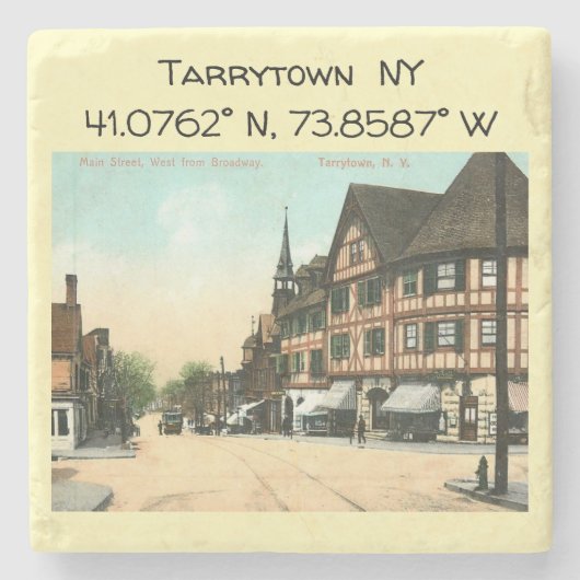 Tarrytown NYマップ座標ヴィンテージスタイル ストーンコースター (正面)