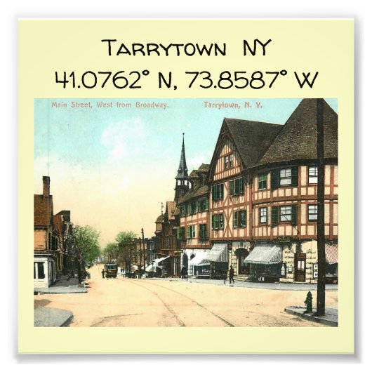 Tarrytown NYマップ座標ヴィンテージスタイル フォトプリント (正面)