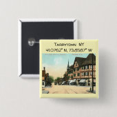 Tarrytown NYマップ座標ヴィンテージスタイル 缶バッジ (正面&裏面)