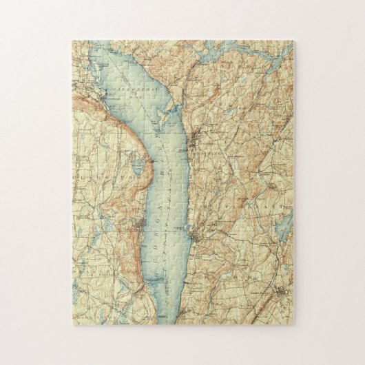 Tarrytown NY及びハドソン川のヴィンテージの地図 ジグソーパズル (縦)