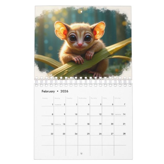 Tarsier Calendar 2026 カレンダー (2月 2026)