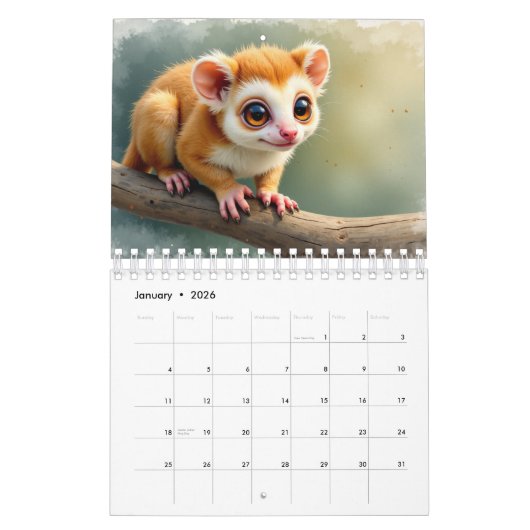 Tarsier Calendar 2026 カレンダー (1月 2026)