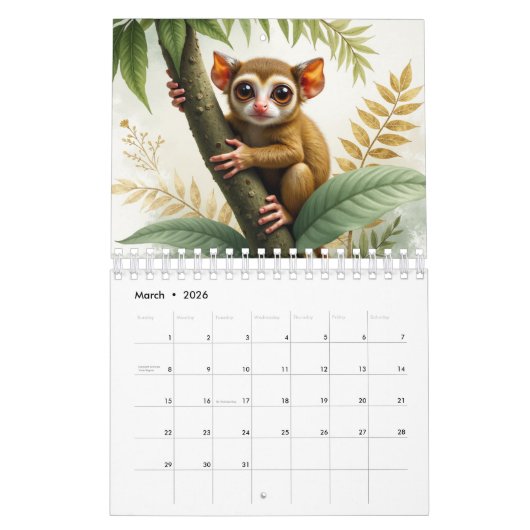 Tarsier Calendar 2026 カレンダー (3月 2026)